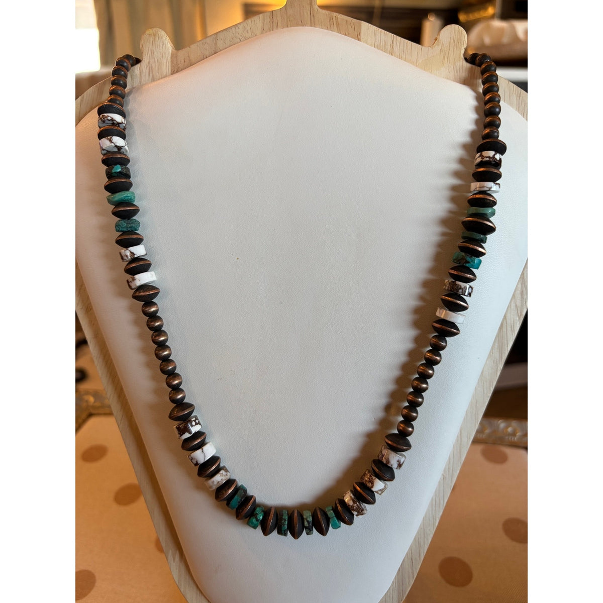 18" Tibetan Turquoise & Wild Horse Bead Necklace Western