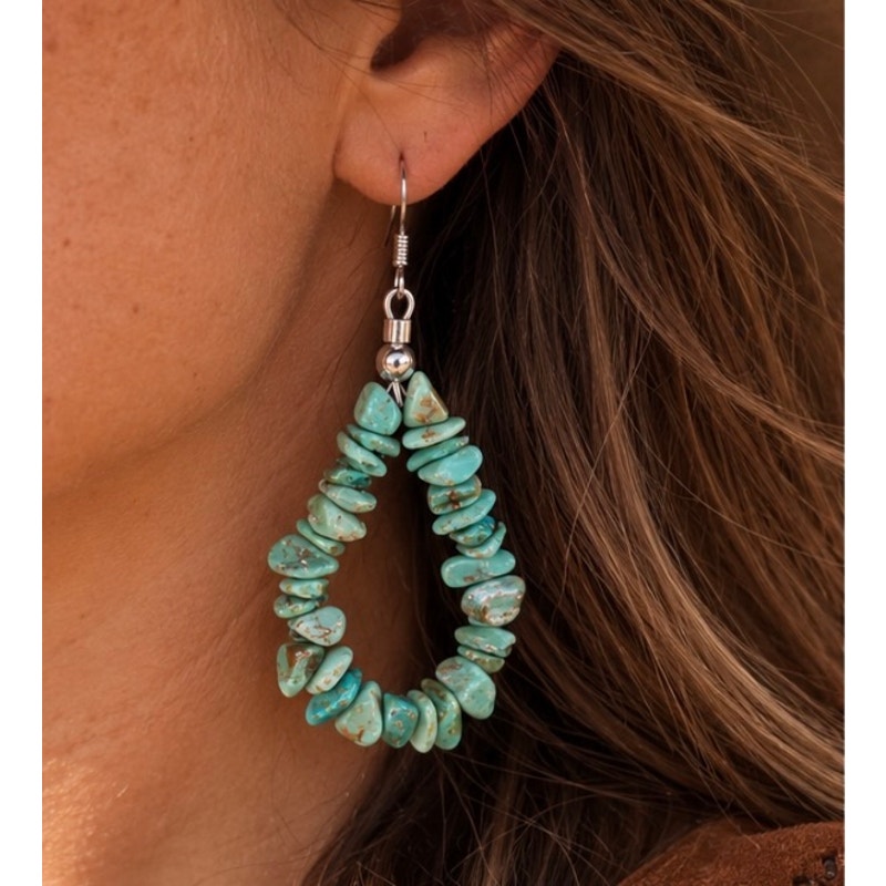 Kingman Turquoise Nugget Dangle Earrings – Sterling Silver