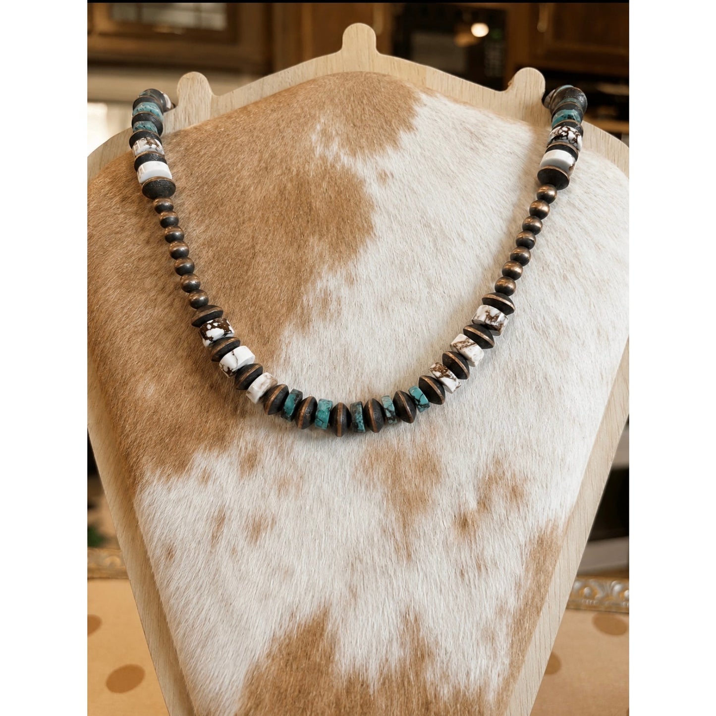 18" Tibetan Turquoise & Wild Horse Bead Necklace Western