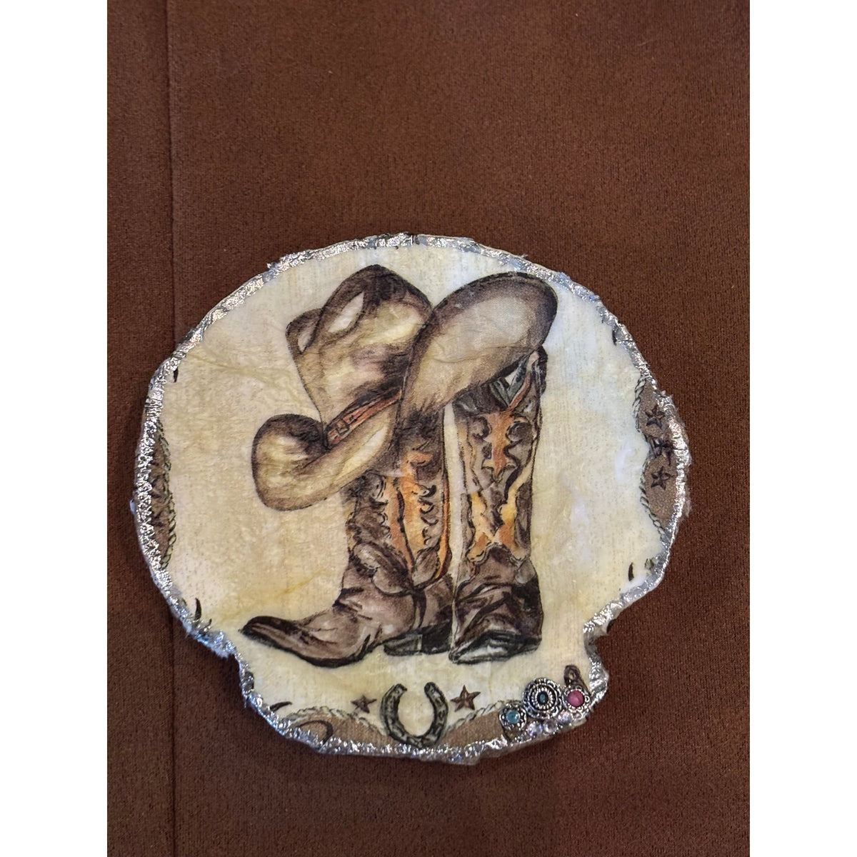 Western Cowboy Boot & Hat Shell Jewelry Dish | Cowgirl Trinket Holder