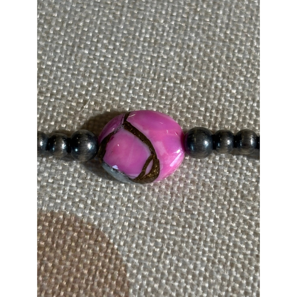 Cotton Candy Turquoise & Silver Beaded Bracelet 6.5" | Southwestern Jewelry