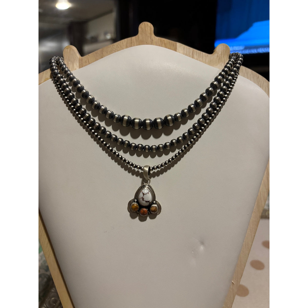 Graduated Sterling Silver Pearl Bead Choker | 14" 3mm–8mm Southwestern