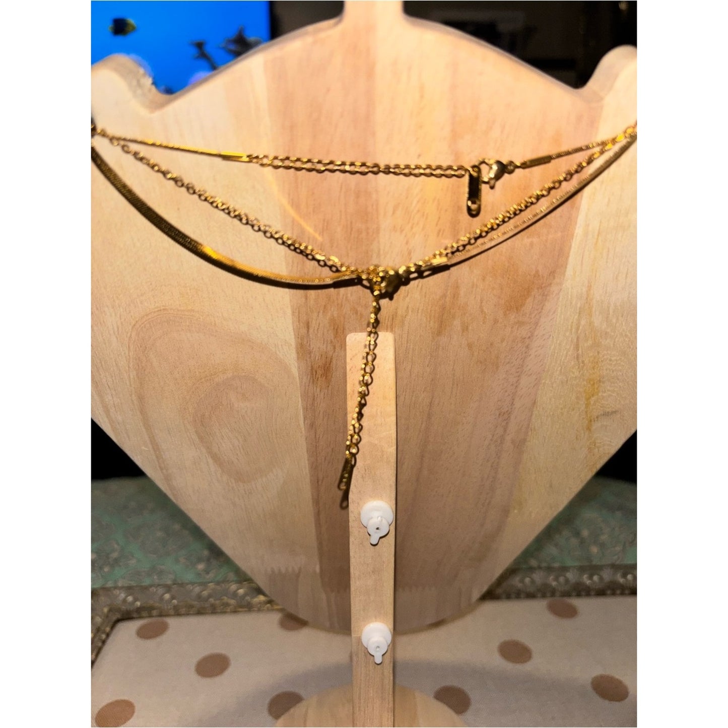 18k Gold Plated Water Proof, Tarnish Free  Heart Necklace Mother-of-Pearl Accent
