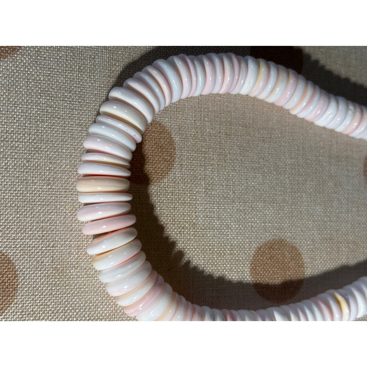Pink Conch Shell Graduated Disc Bead Necklace | Western Statement Necklace 16"