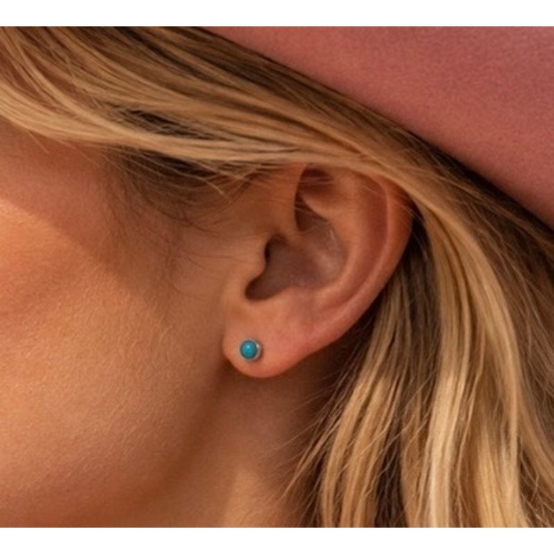 Tiny Turquoise Stud Earrings | Sterling Silver Mini Studs for Kids & First Piercings