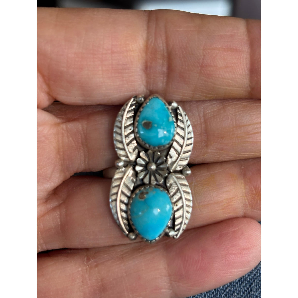 White Water Turquoise In Sterling Silver/ 2 Tear Drop Stones