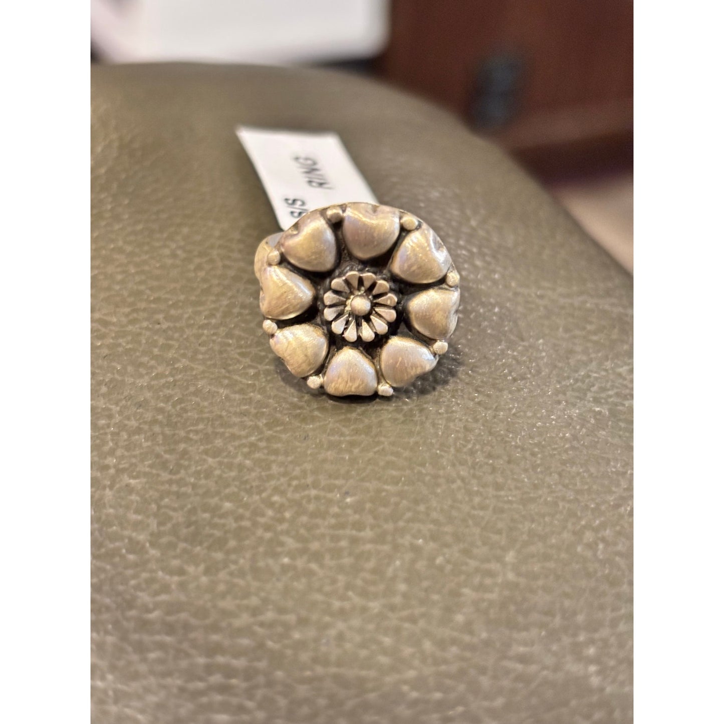 Sterling Silver Concho Ring Southwestern sz 7-9 adjustable