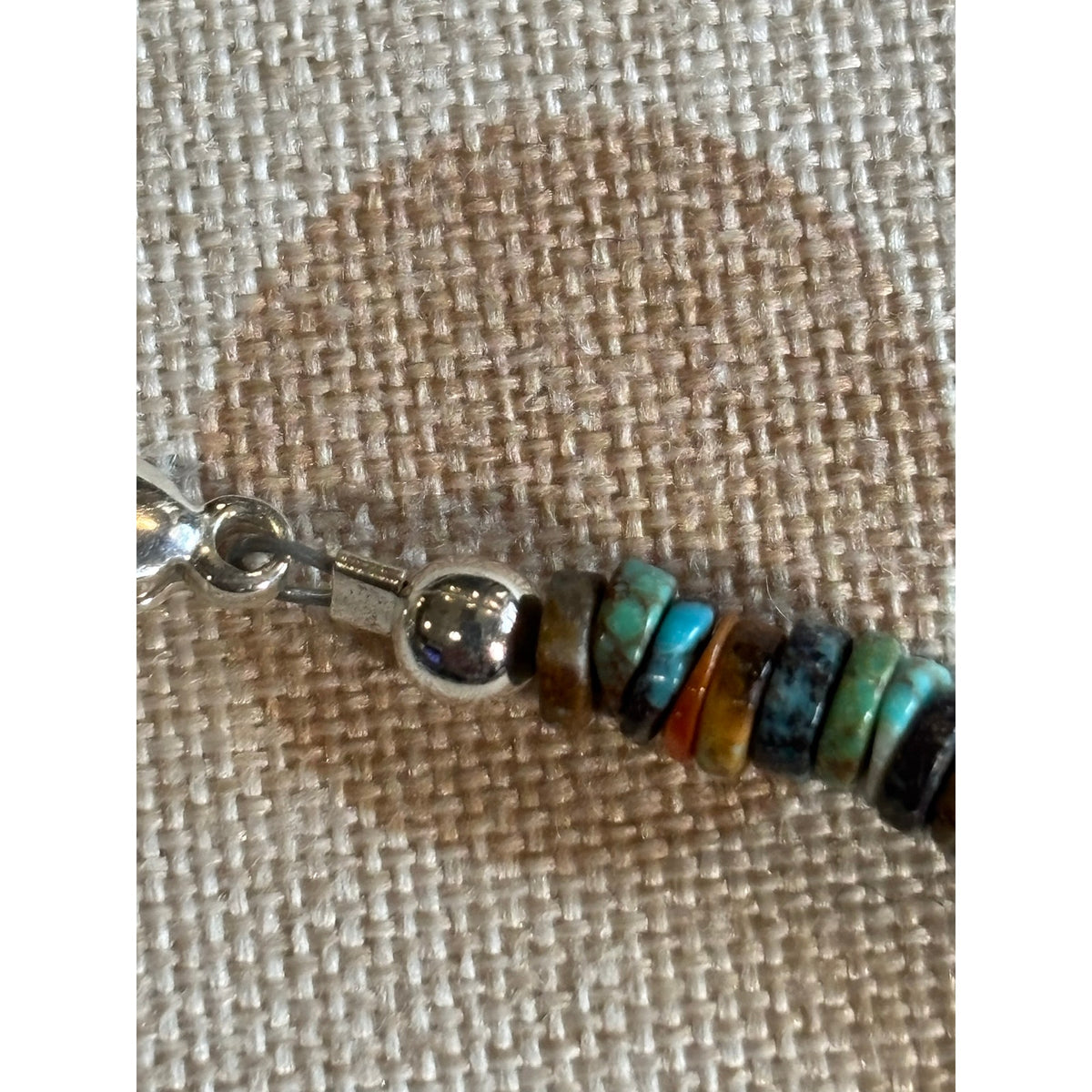 Spiny Oyster & Turquoise Heishi Bracelet | 7" Southwestern Sterling Silver