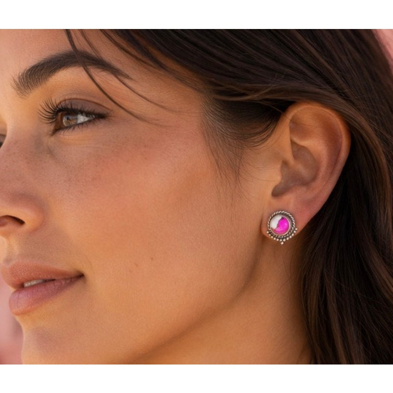 Cotton Candy Turquoise in Sterling Silver Post Earrings