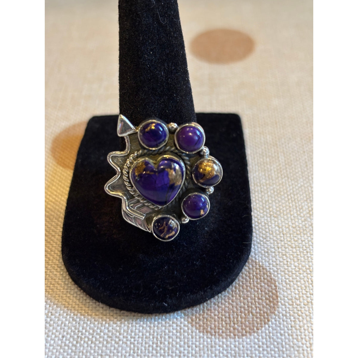 Southwestern Vintage-Heart Inspired Purple Spidy Stoness w gold highlight