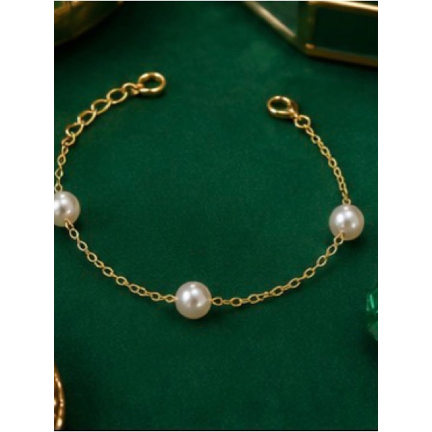18k Gold Plated Water Proof Tarnish Free Gold Bracelets with Emerald Heart Charm