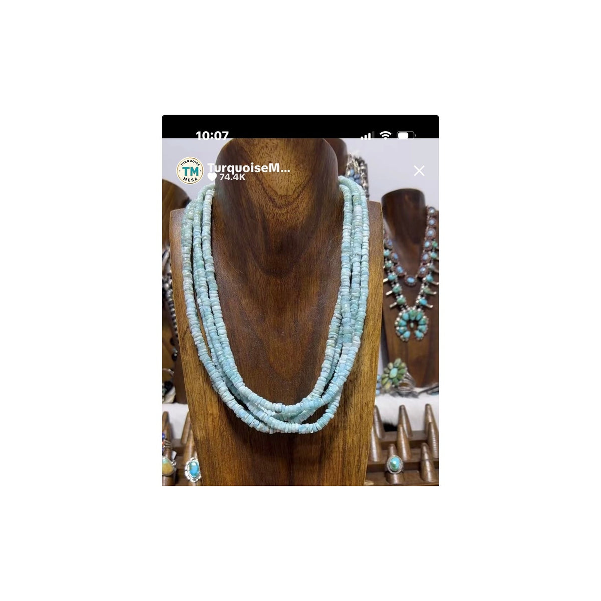 16" Larimar Heishi Beaded Necklace | Southwestern Necklace