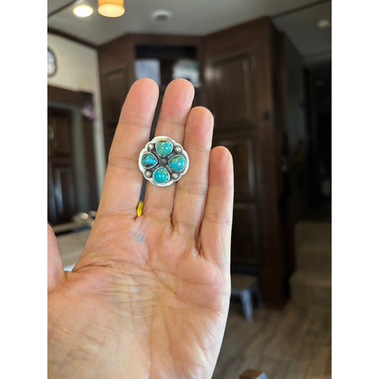 Number Eight Turquoise Cluster Ring in Sterling Silver