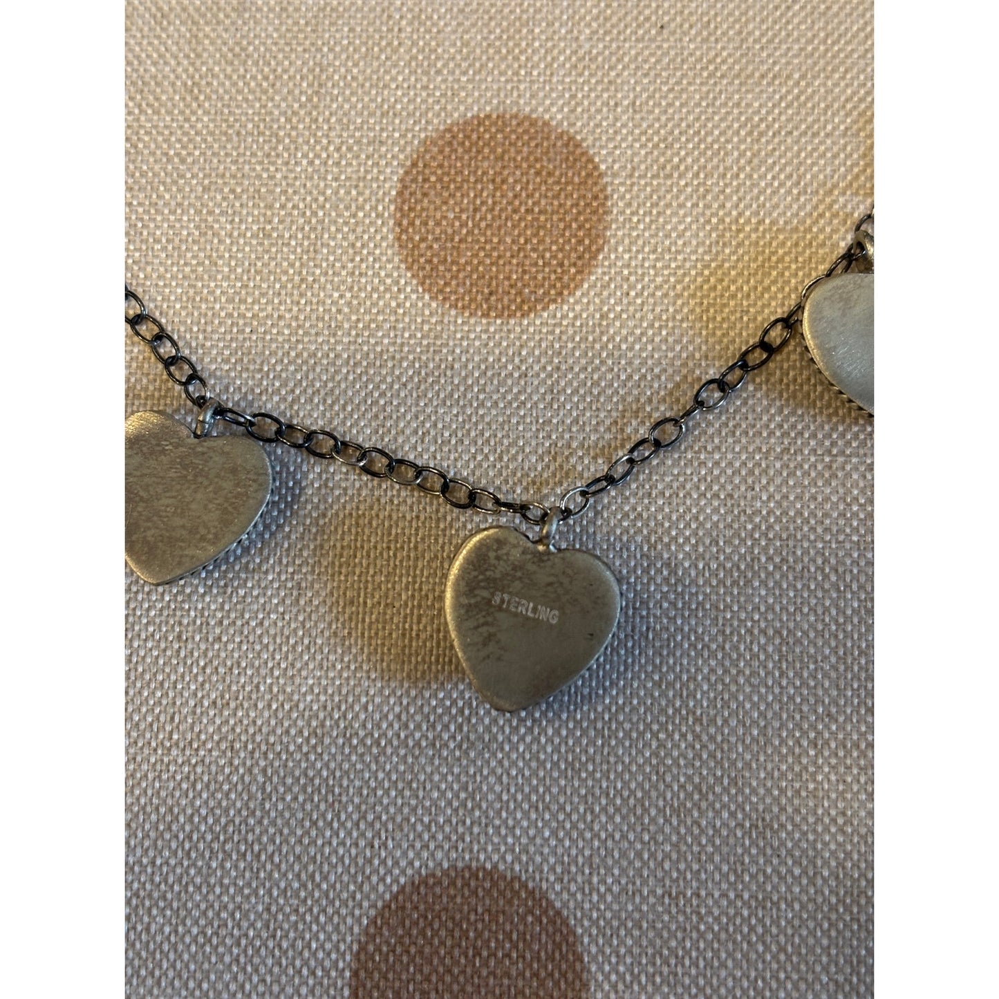 White Buffalo Turquoise Four Heart Necklace Sterling Silver  adjustable 20" Chain