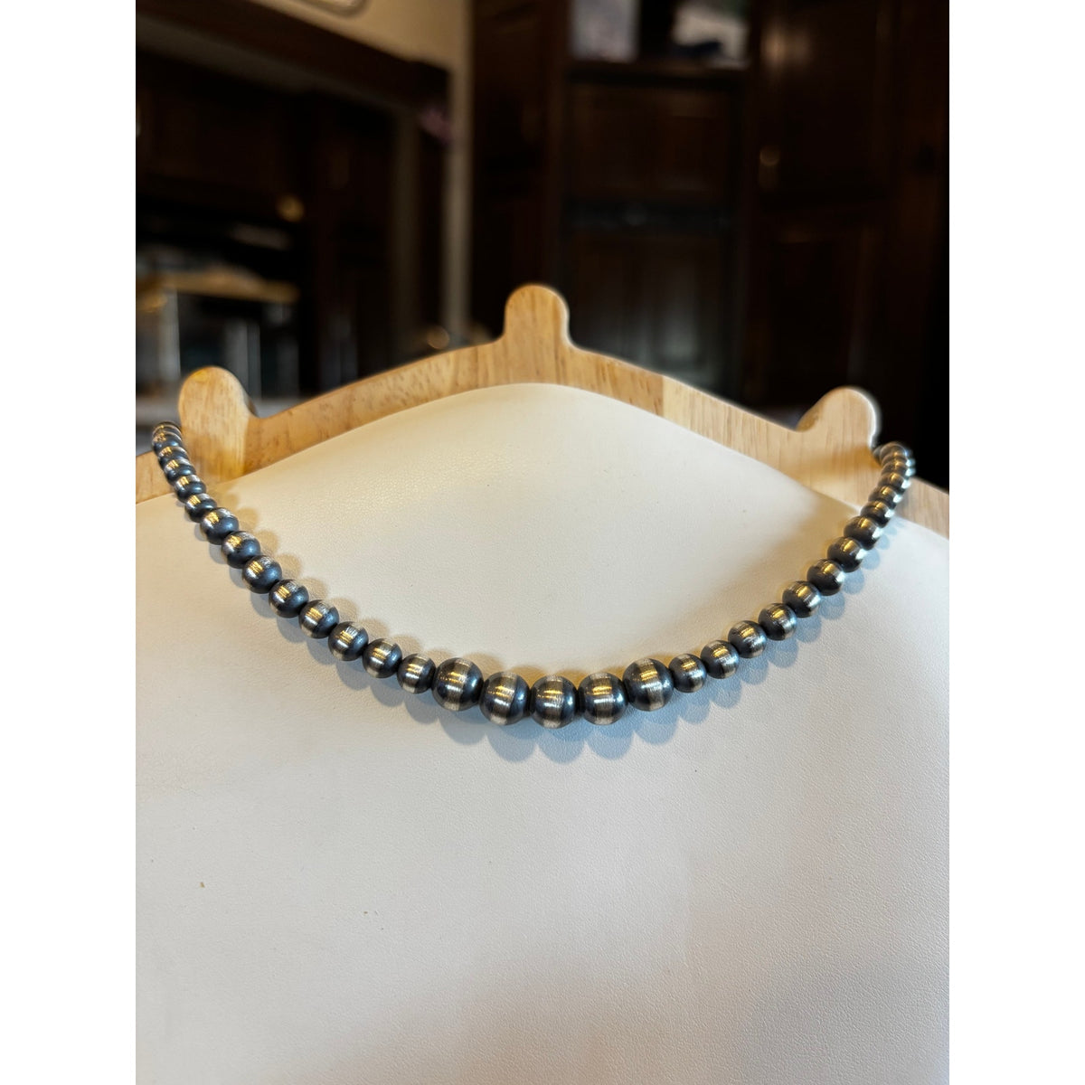 Graduated Sterling Silver Pearl Bead Choker | 14" 3mm–8mm Southwestern