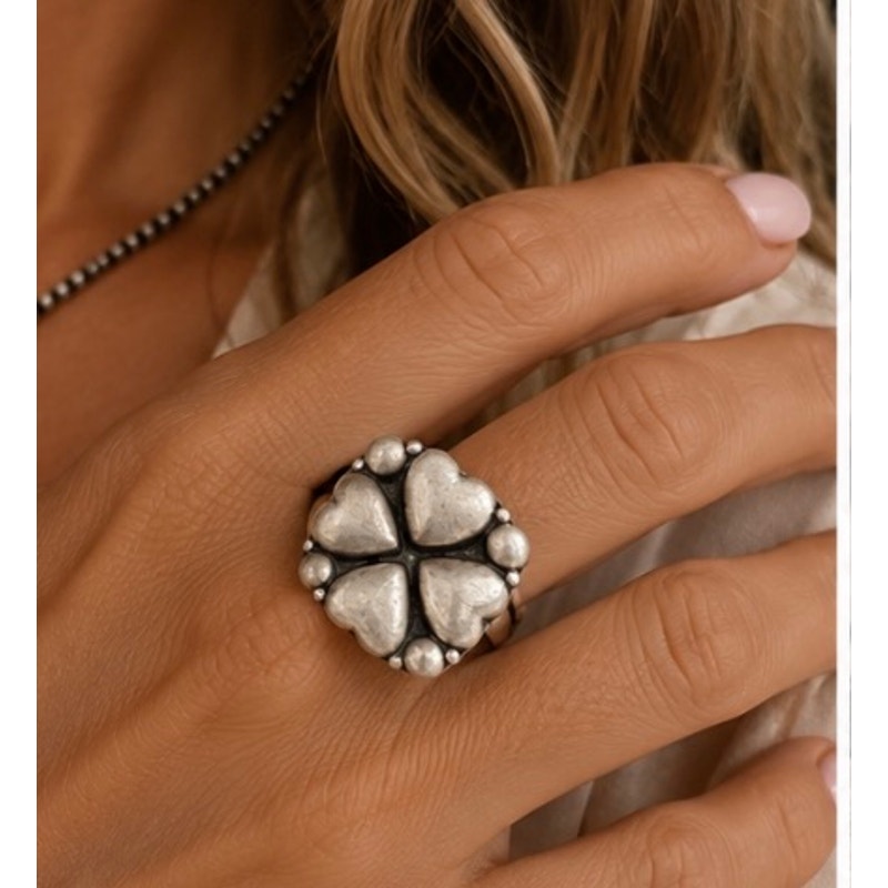 Sterling Silver Heart Southwestern Ring sz 7-10 Adjustable