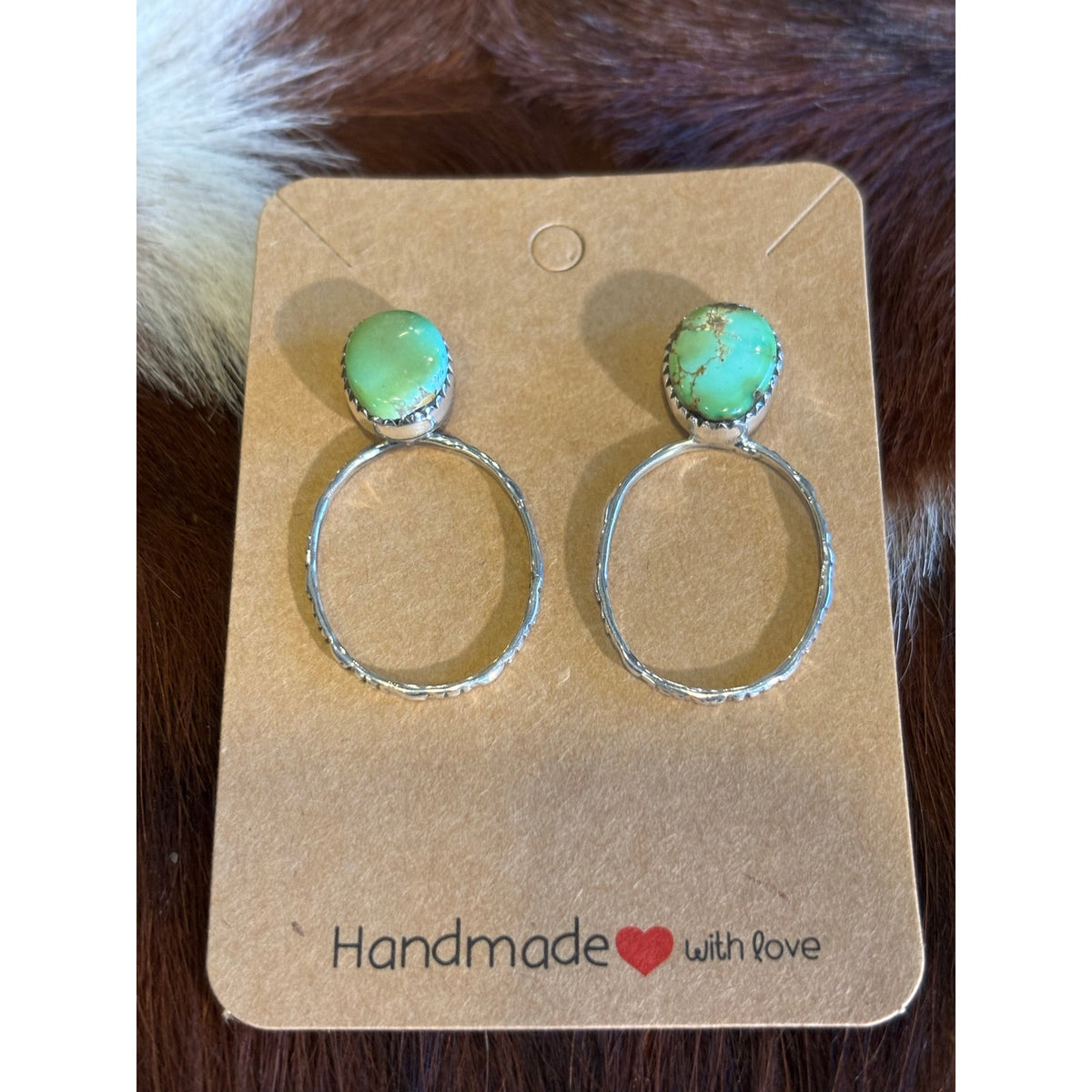 Sonoran Green Turquoise Hoop Earrings – Sterling Silver Western Style