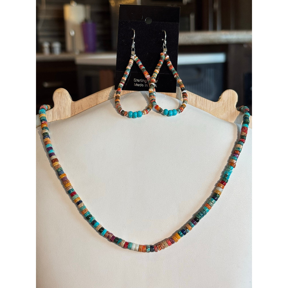 Spiny Oyster & Turquoise 16" Necklace and 2" Earring Set