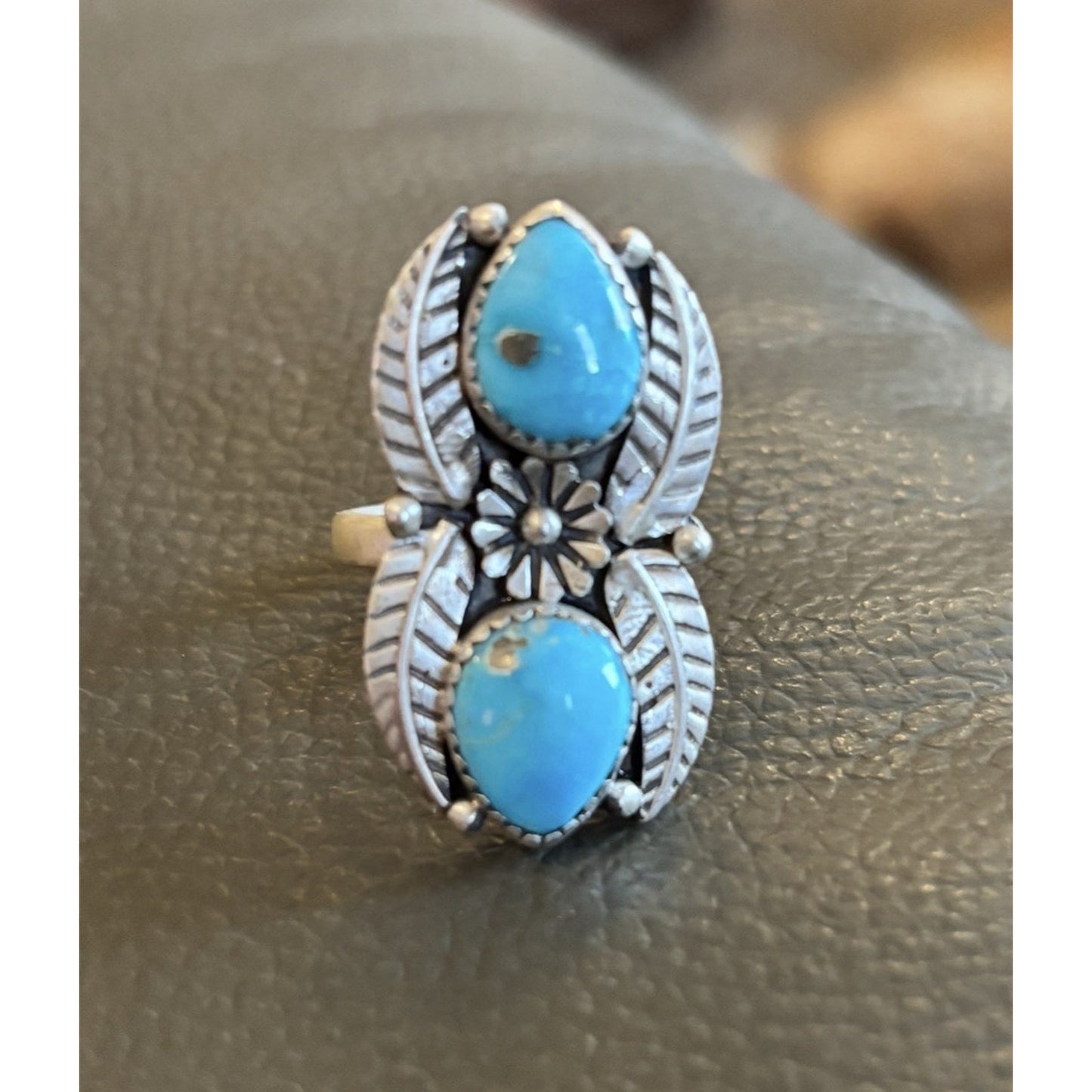 Beautiful White Water Turquoise Set In Sterling Silver Two Tear Drop Stones. 7-9