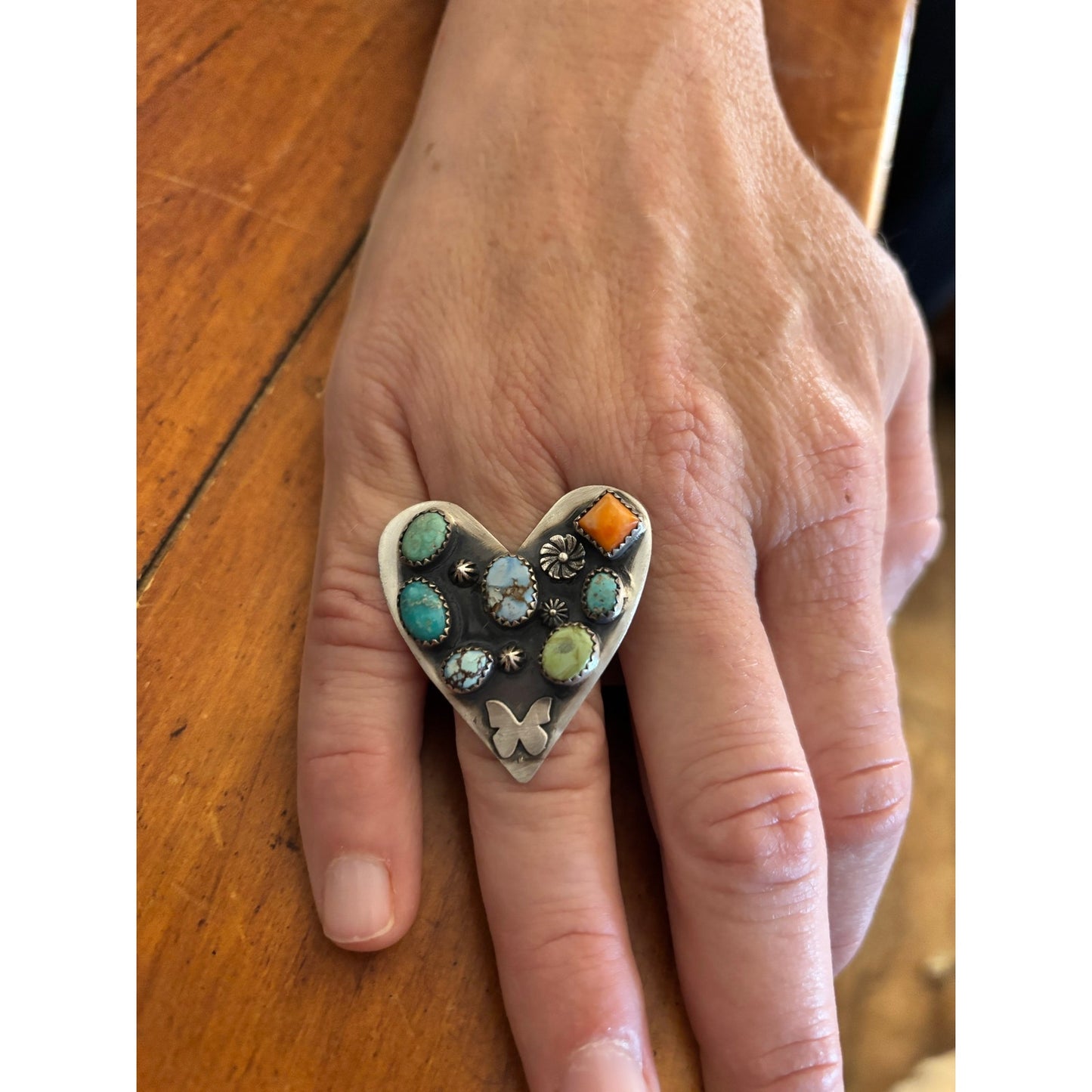 Wow! Turquoise Heart Ring  in Sterling Silver. Stunning!