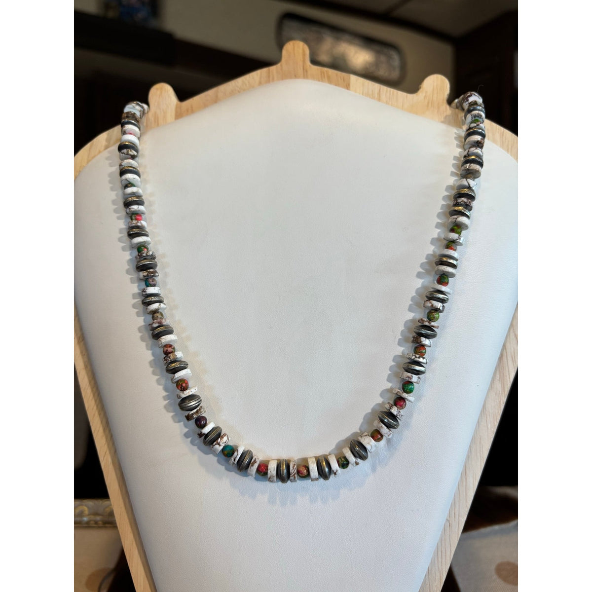 Wild Horse & Jasper Silver-Plated Southwestern Stacking Beaded Necklace