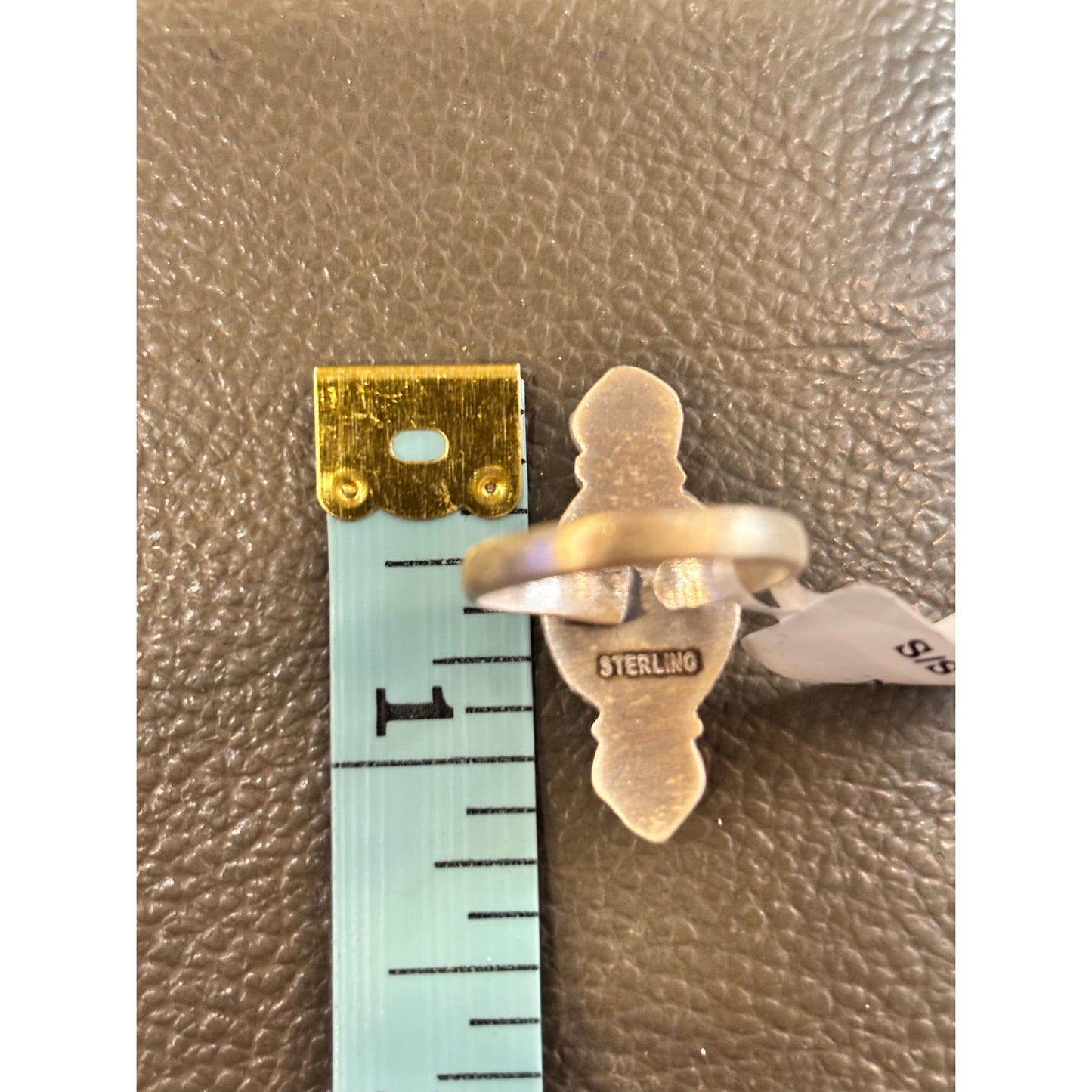 Number 8 Turquoise & Sterling Silver Western Ring sz 8 adj