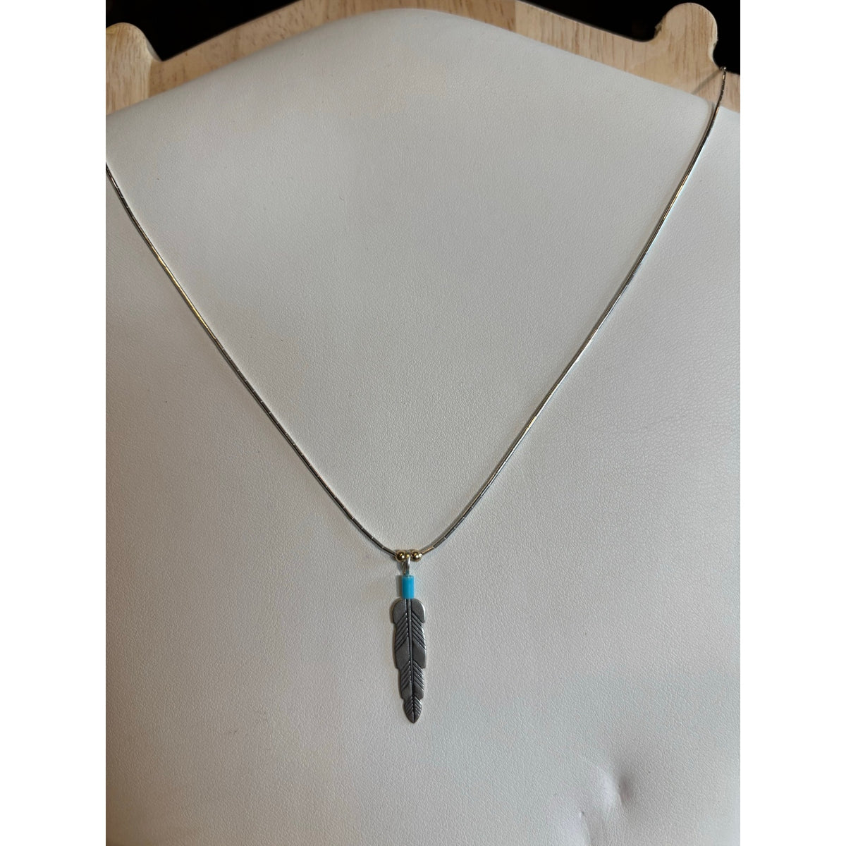 Turquoise Arrow Pendant on Liquid Silver Necklace | 16" Sterling Silver Southwestern