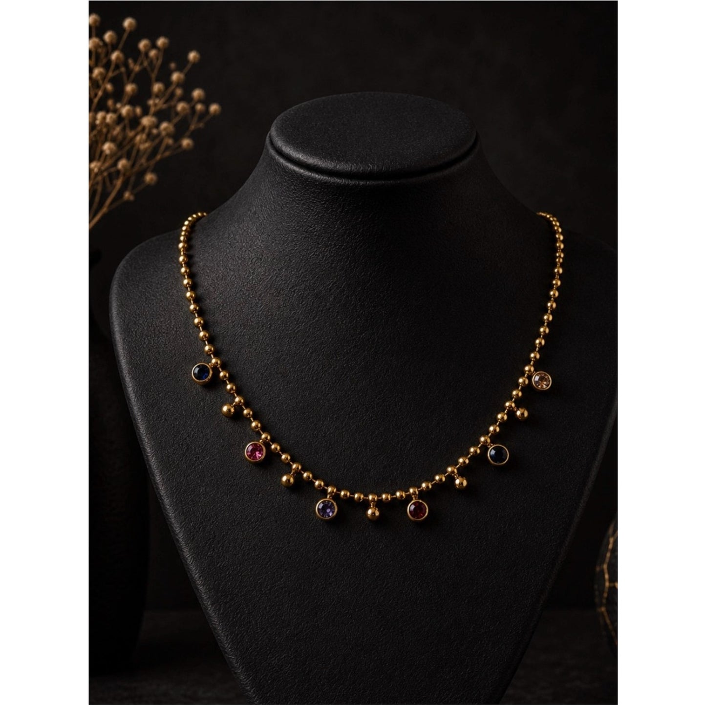 18k Gold Plated Water Resistant Tarnish Free Sun Layered Necklace with Accents