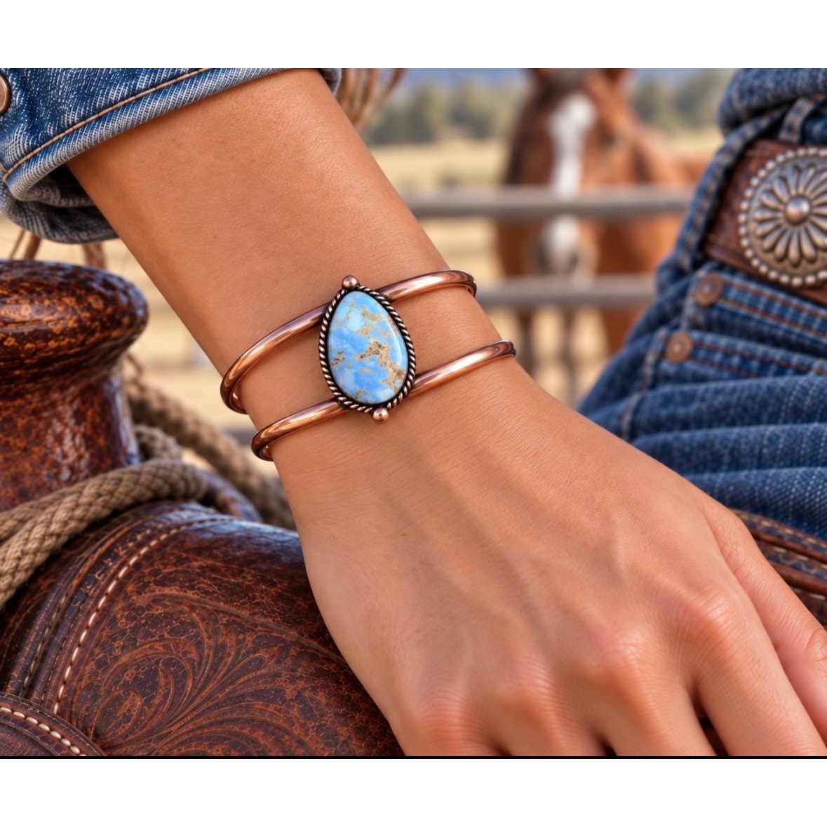 Golden Hills Turquoise Adjustable Copper Cuff Bracelet