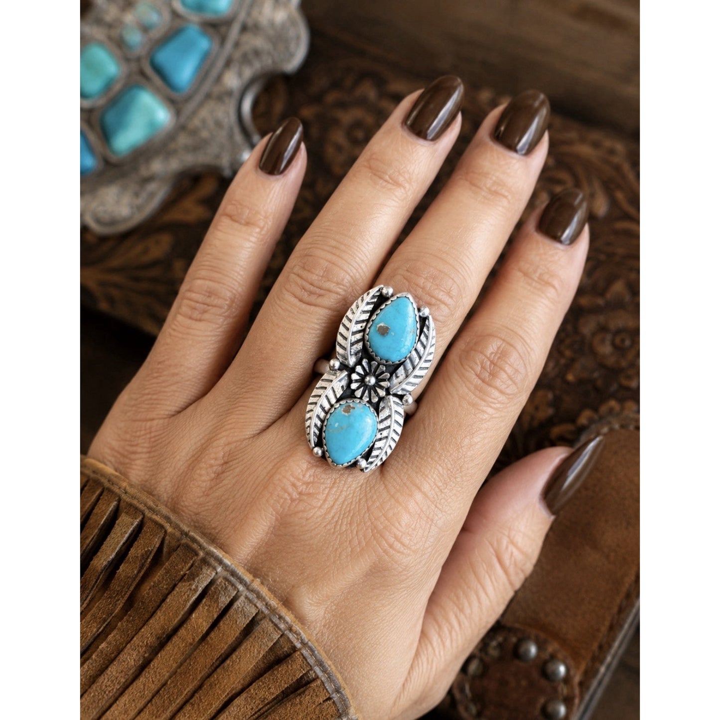 Beautiful White Water Turquoise Set In Sterling Silver Two Tear Drop Stones. 7-9