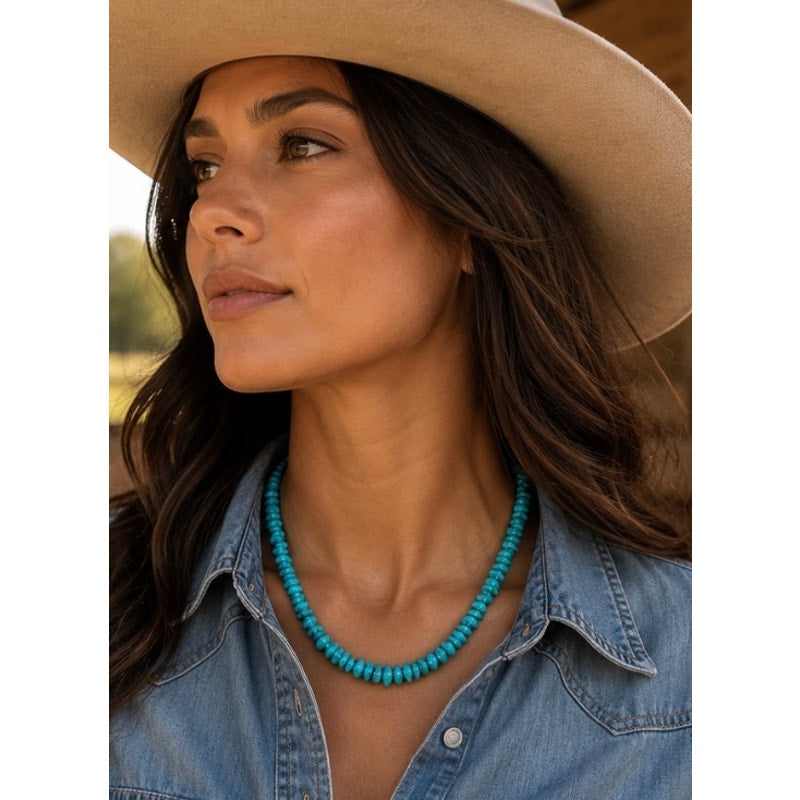 Heishi  cut Turquoise stone necklace.