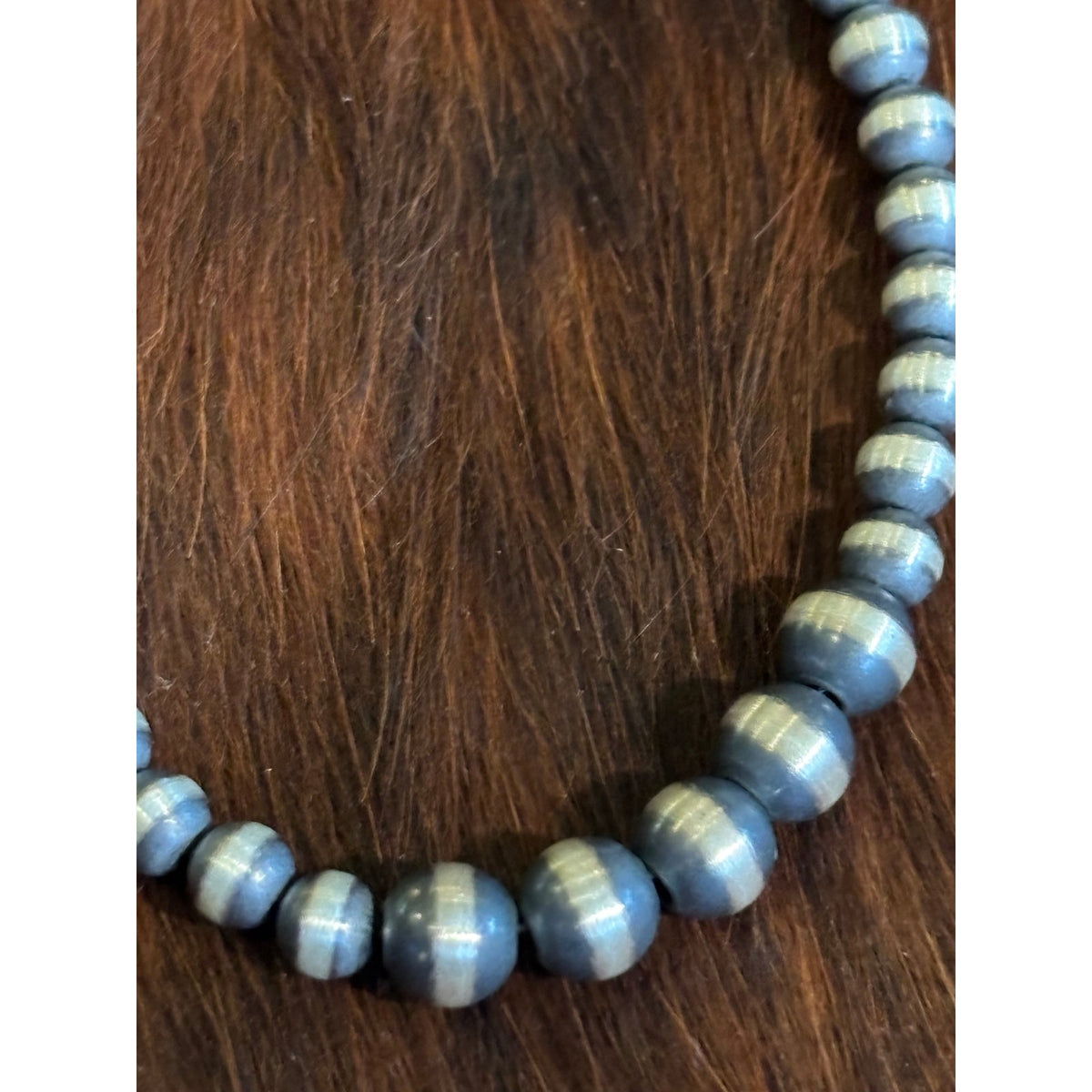 Sterling Silver Graduated Pearl Bead Necklace and Earrings/ Western Style