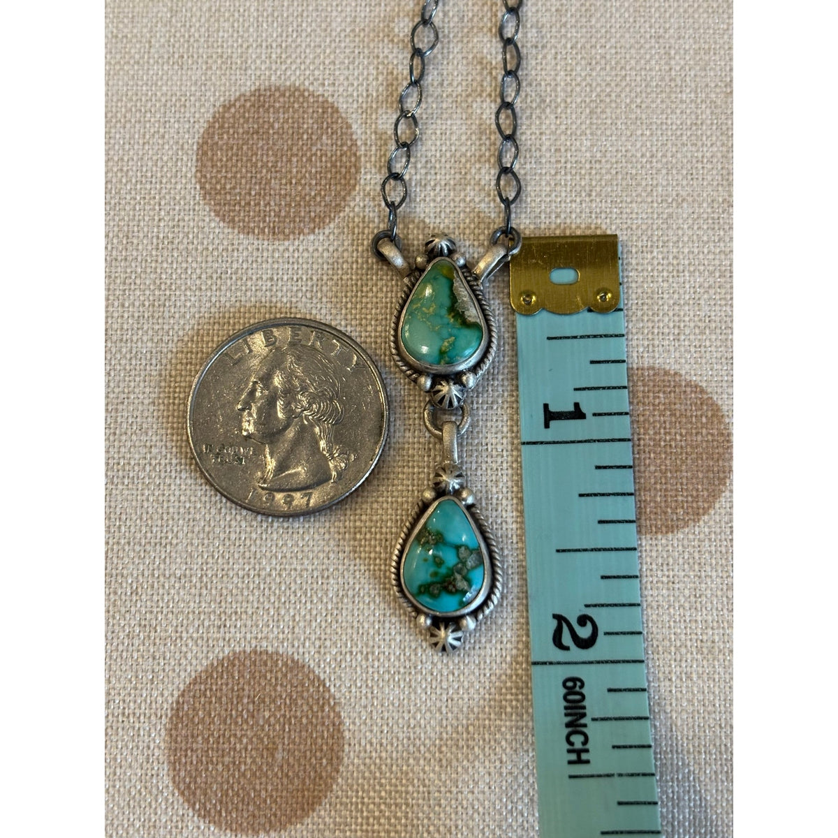 20" Sonoran Mountain Turquoise Drop Sterling Silver Necklace