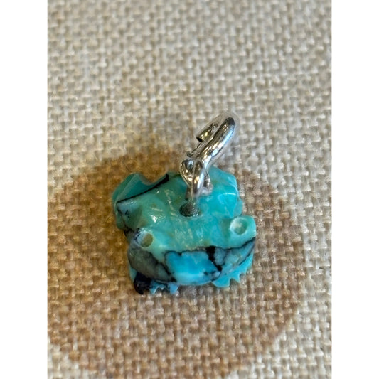 Hand-Carved Number Eight Turquoise Frog Charm Pendant – Fits Up to 10mm