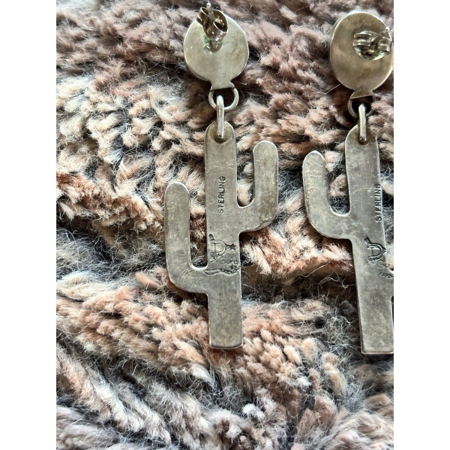 Kingman Turquoise Sterling Silver Dangle post Earrings Navajo Style Drop 925