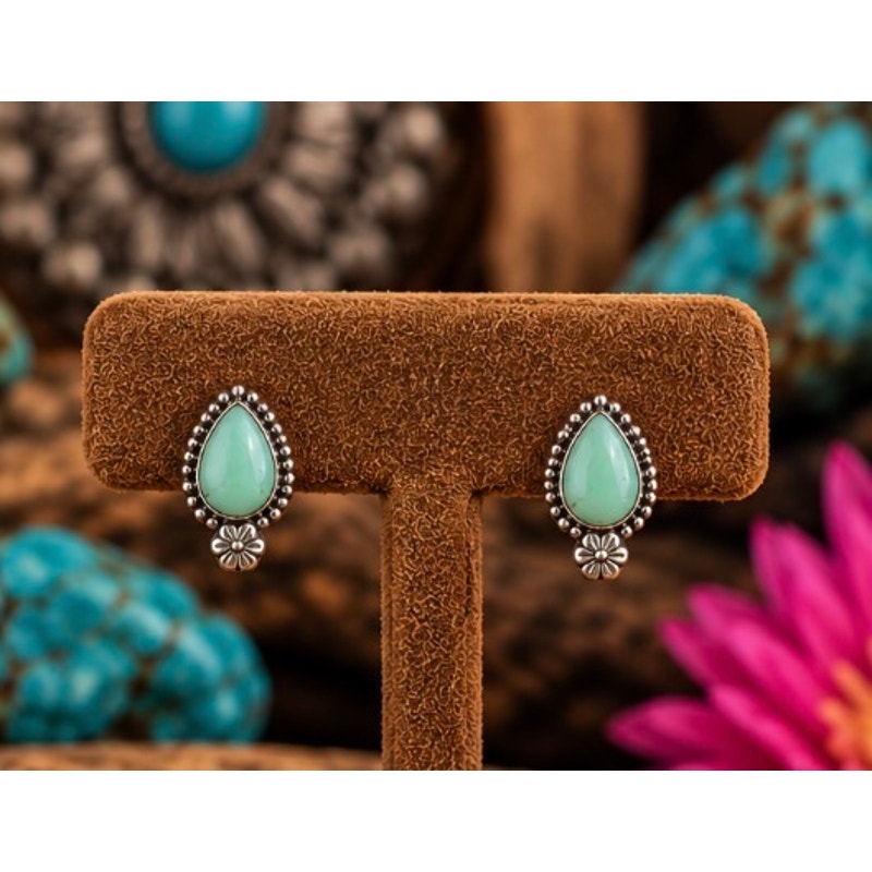 Paloma Turquoise Sterling Silver Post Earrings – Southwestern Teardrop Design