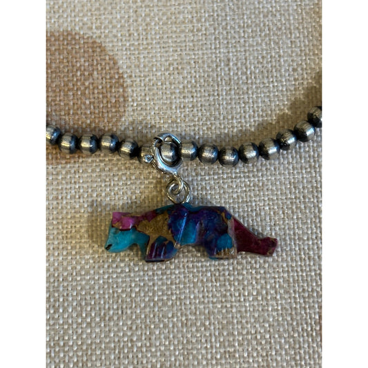 Small Hand-Carved Spiny Turquoise Dog Charm – Southwestern Pendant
