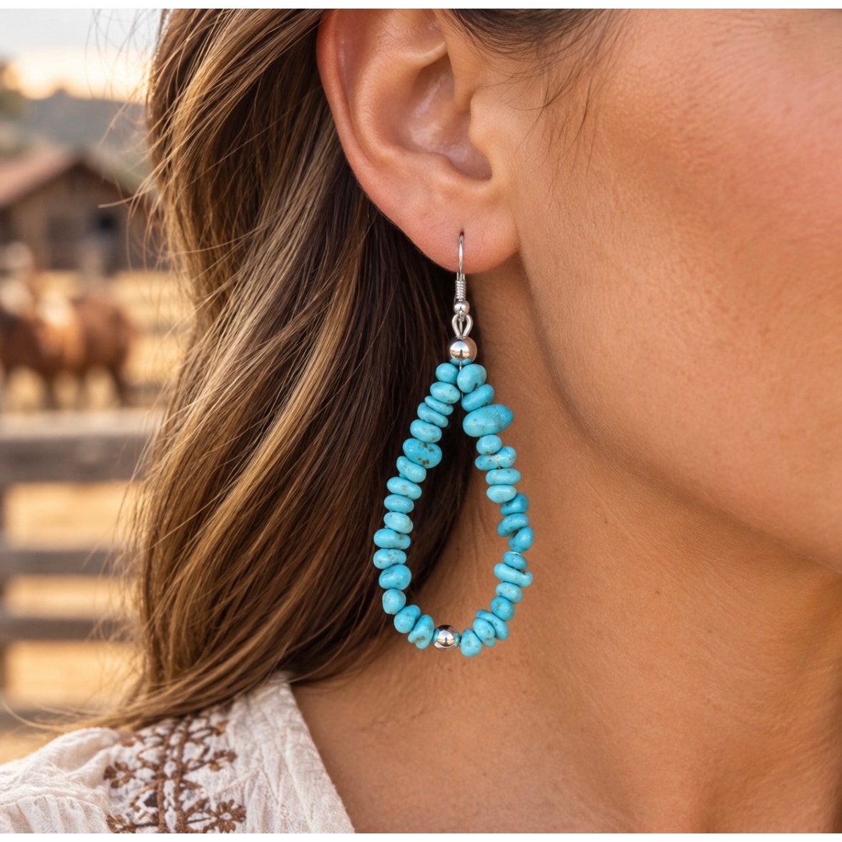 2" Kingman Turquoise Nugget Dangle Earrings – Sterling Silver