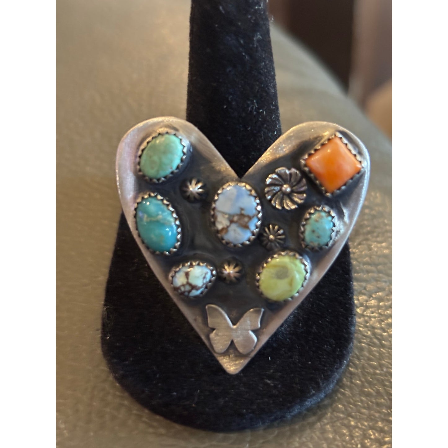 Wow! Turquoise Heart Ring  in Sterling Silver. Stunning!