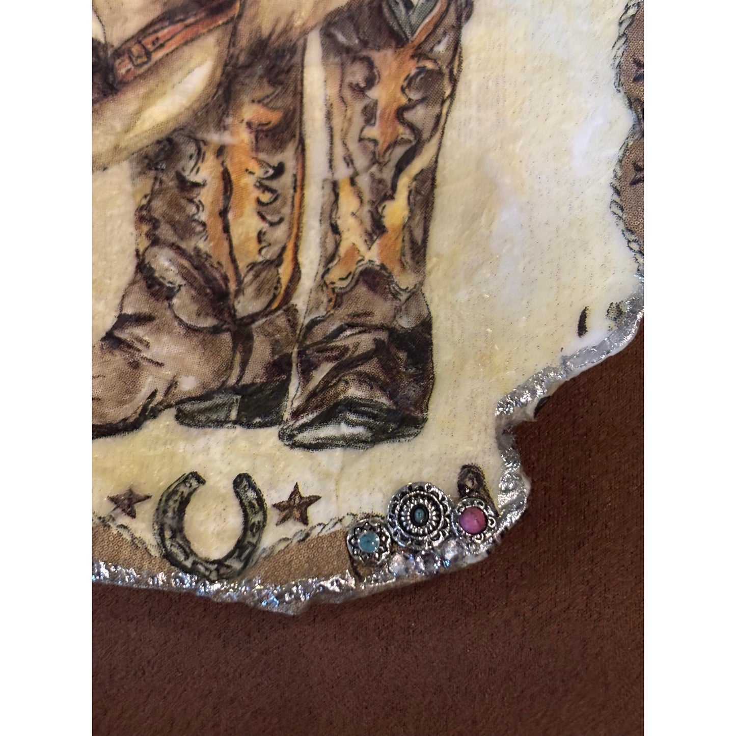 Western Cowboy Boot & Hat Shell Jewelry Dish | Cowgirl Trinket Holder