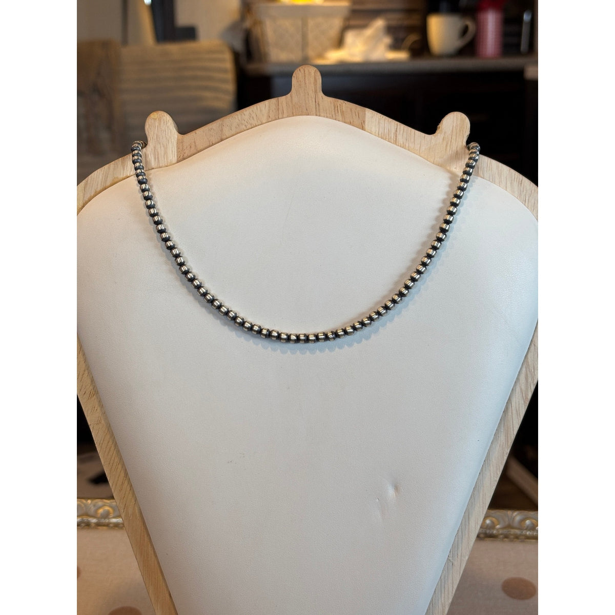 Kingman Turquoise Sterling Silver Pendant-16" Pearl Necklace