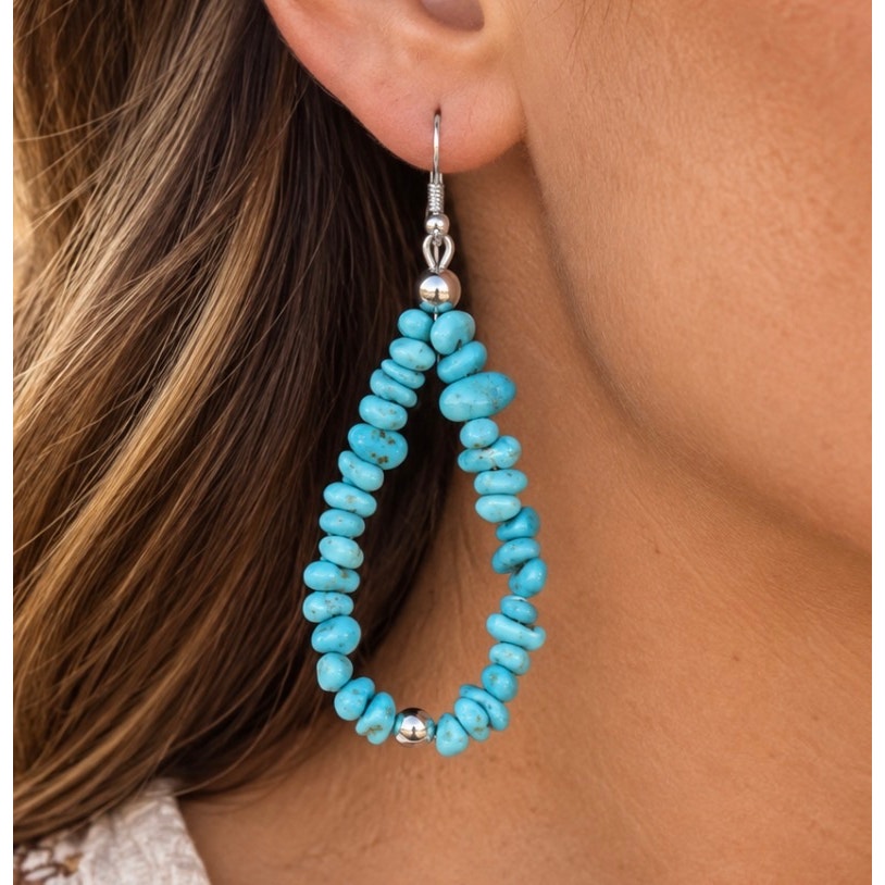 2" Kingman Turquoise Nugget Dangle Earrings – Sterling Silver