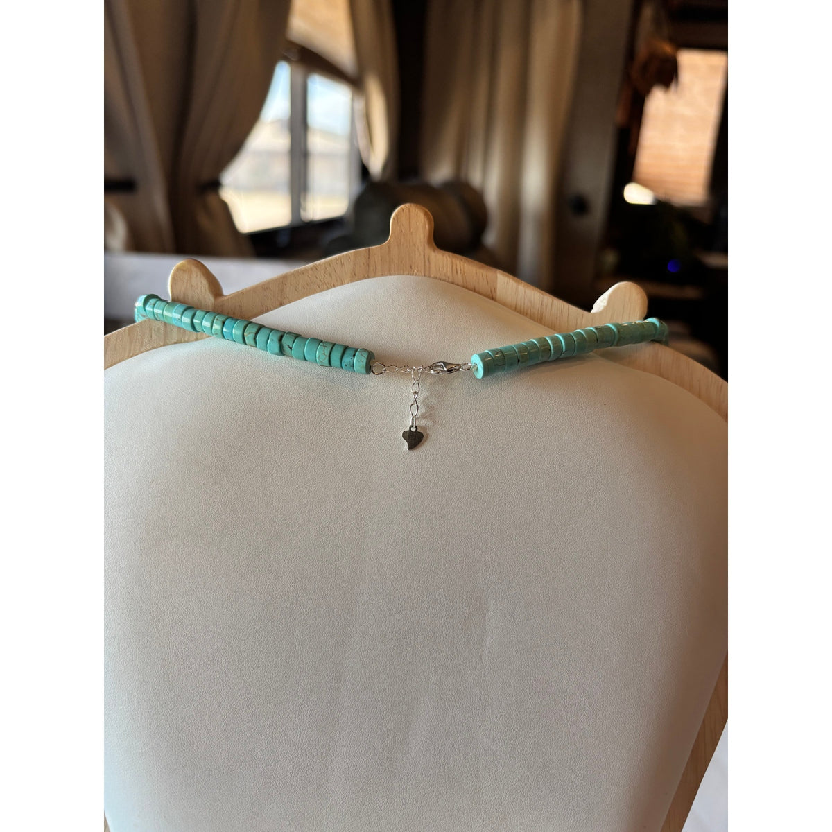 Heishi  cut Turquoise stone necklace. 18.5 inch adjustable