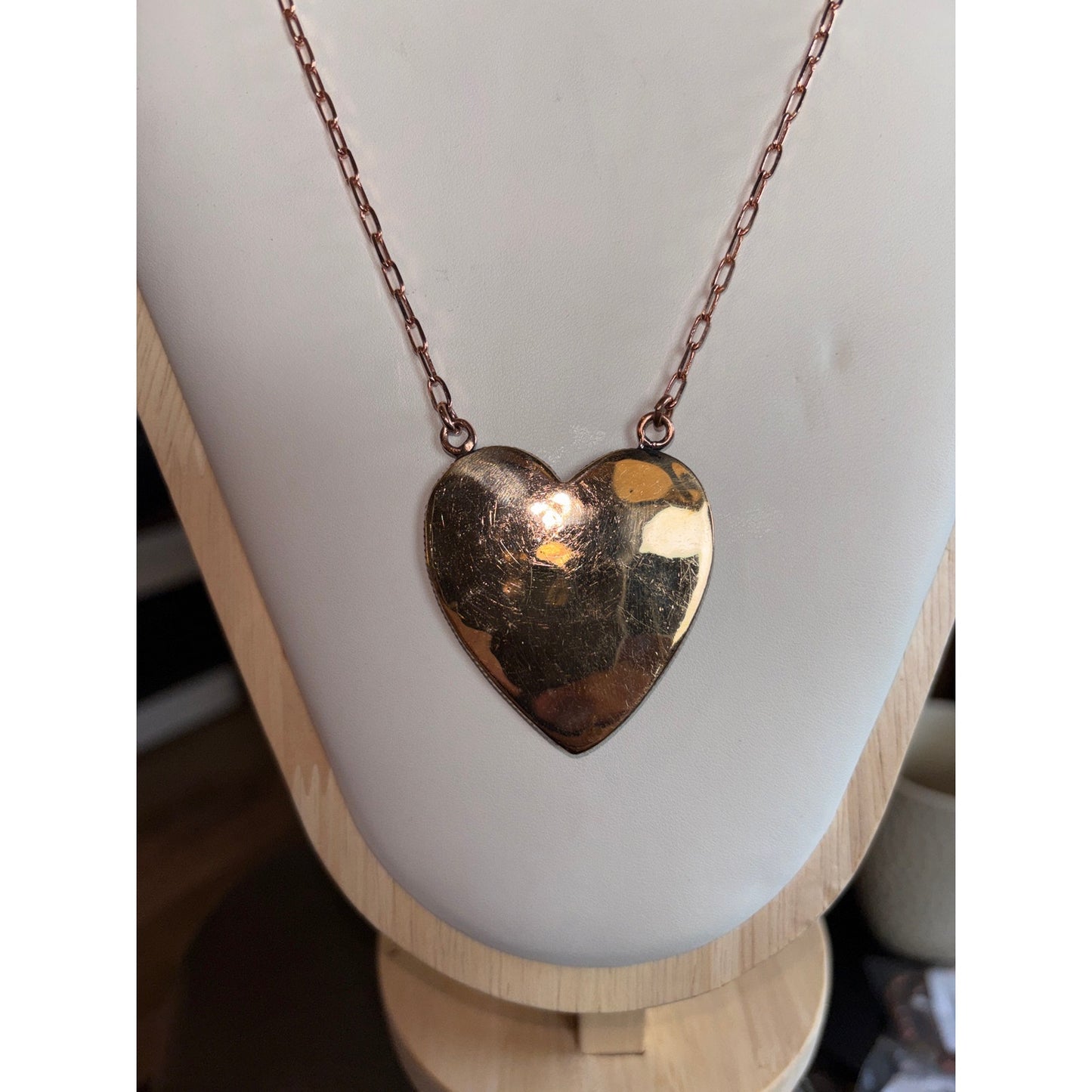 Kingman Large Turquoise Heart in Copper Statement Pendant Necklace