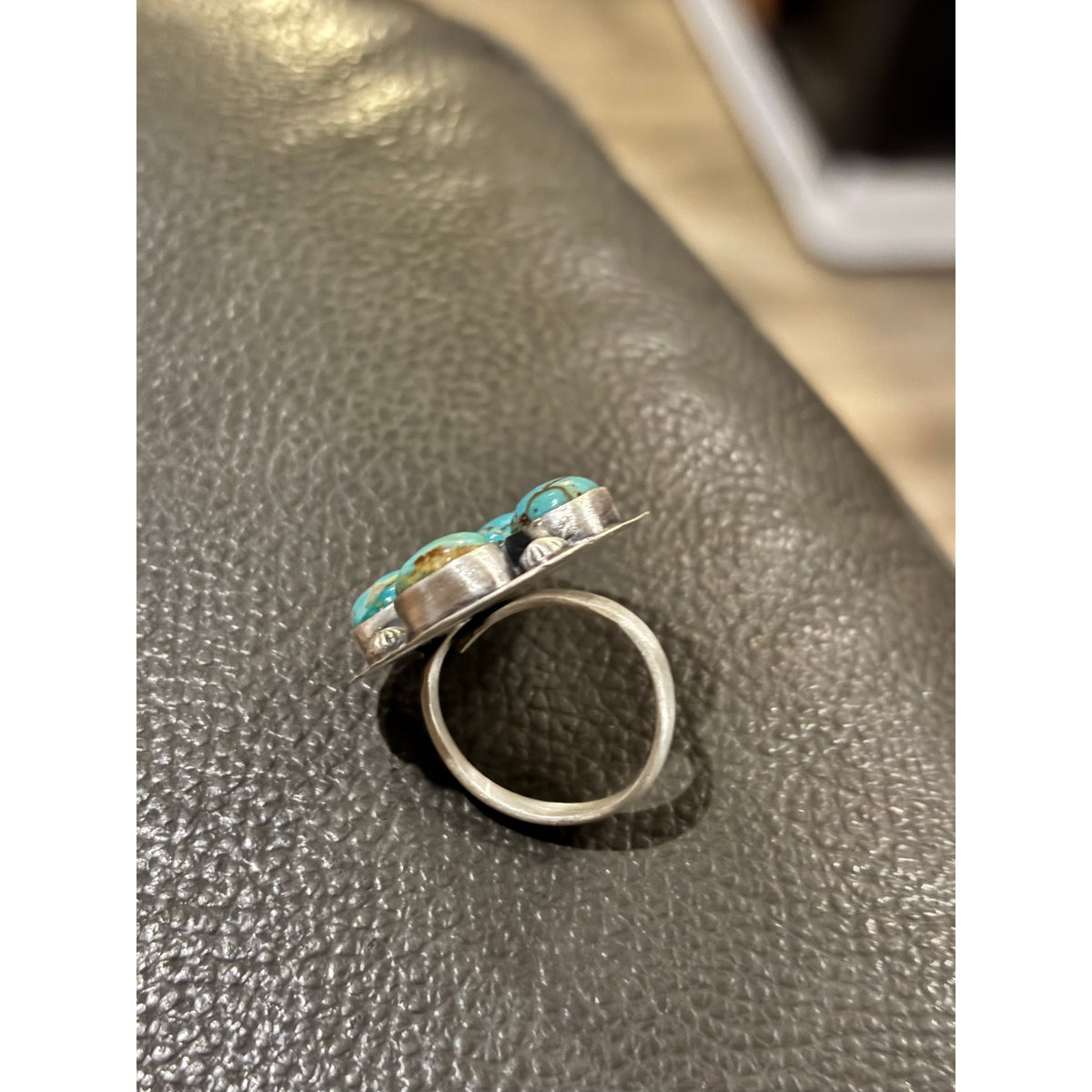 Number Eight Turquoise Cluster Ring in Sterling Silver
