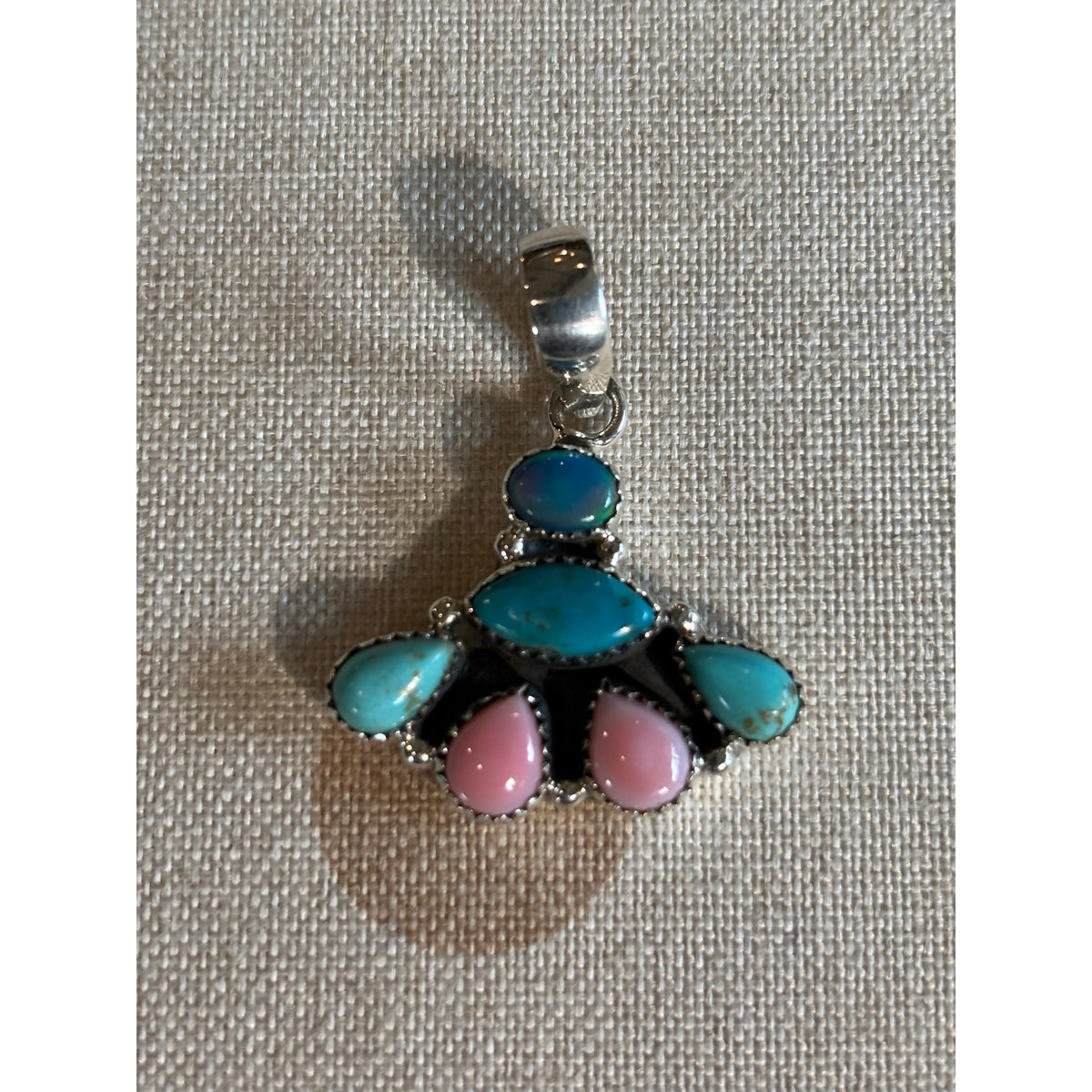 Kingman Turquoise, Pink Conch & Opal Heishi Necklace – 18"
