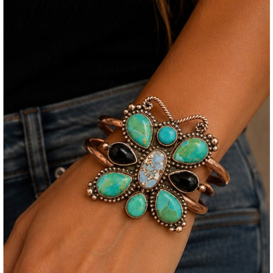 Copper & Turquoise Cuff in Butterfly Design Adjustable