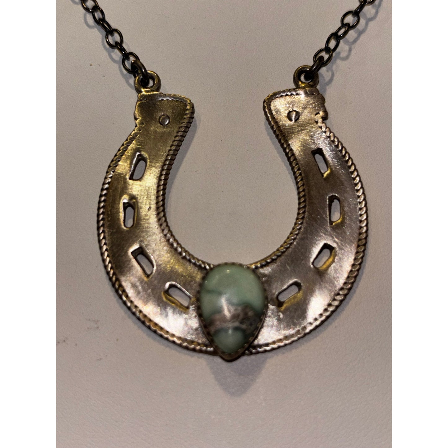 Large Horseshoe Necklace w a beautiful Paloma Stone Adjustable