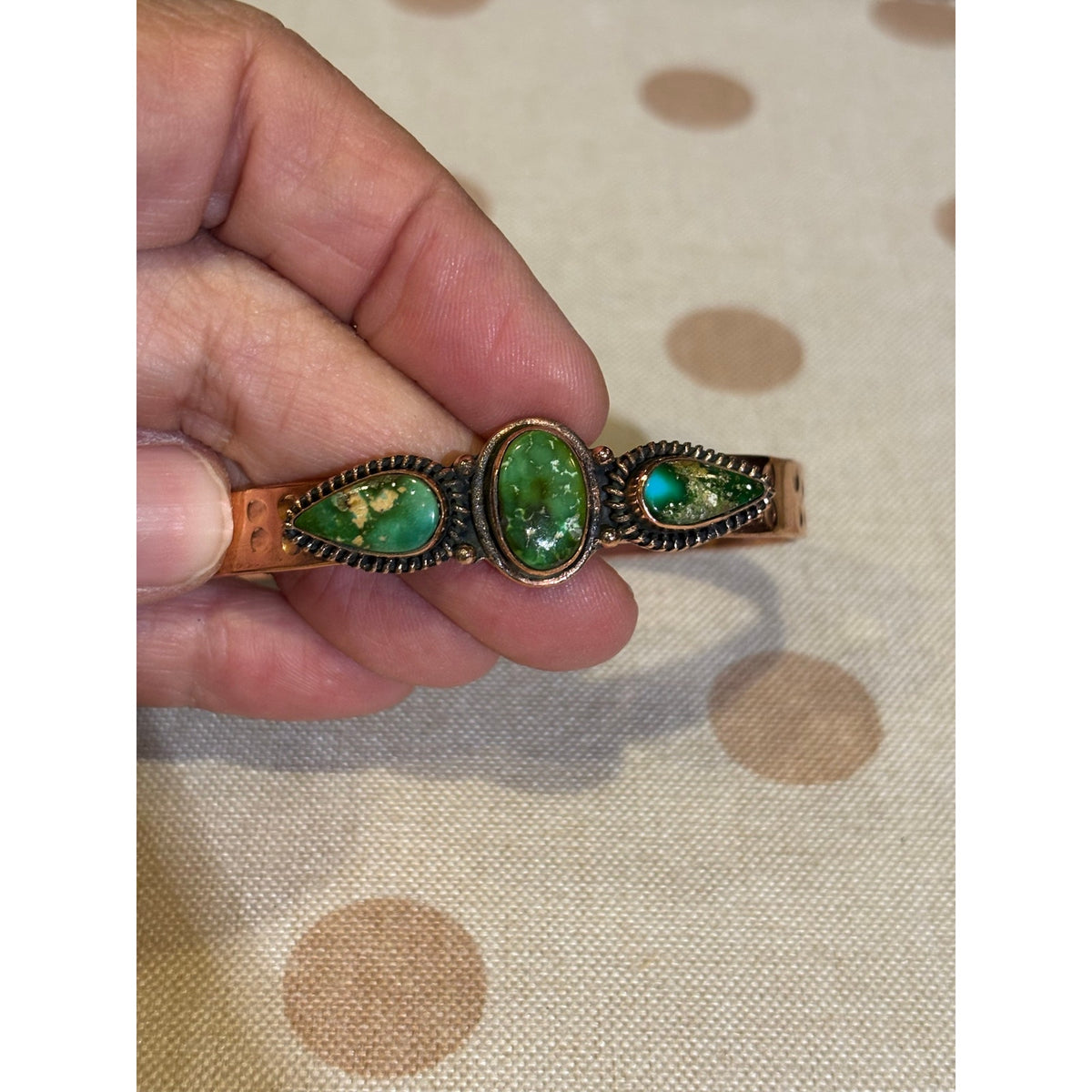 Sonoran Mountain Turquoise Copper Cuff Bracelet – Adjustable Size 8–10