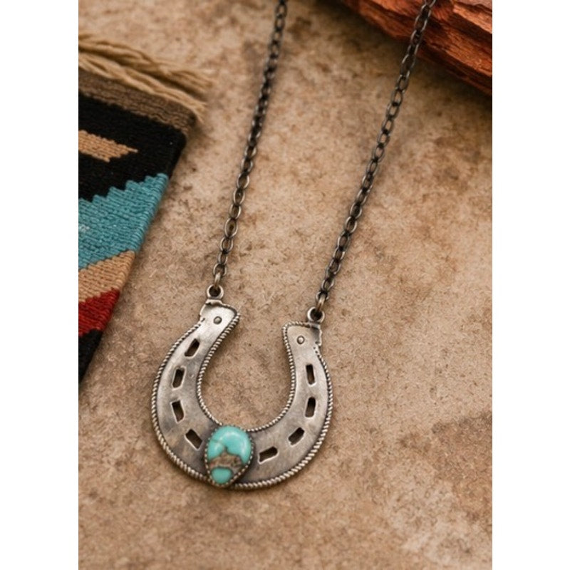 Large Horseshoe Necklace w a beautiful Paloma Stone Adjustable